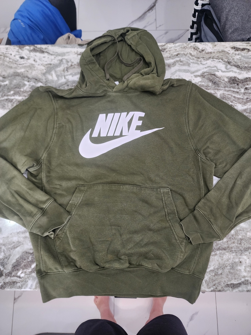 Nike Olive Green Pullover Hoodie with White Swoosh